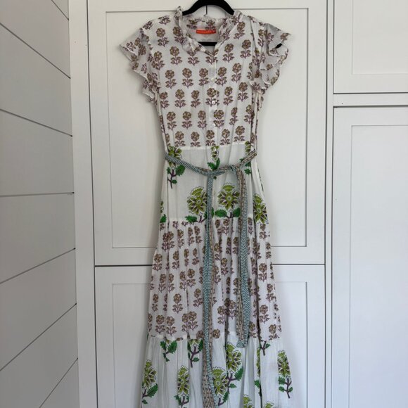 Ruffle Collar Button Up Dress - puglia lime - Picture 3 of 6